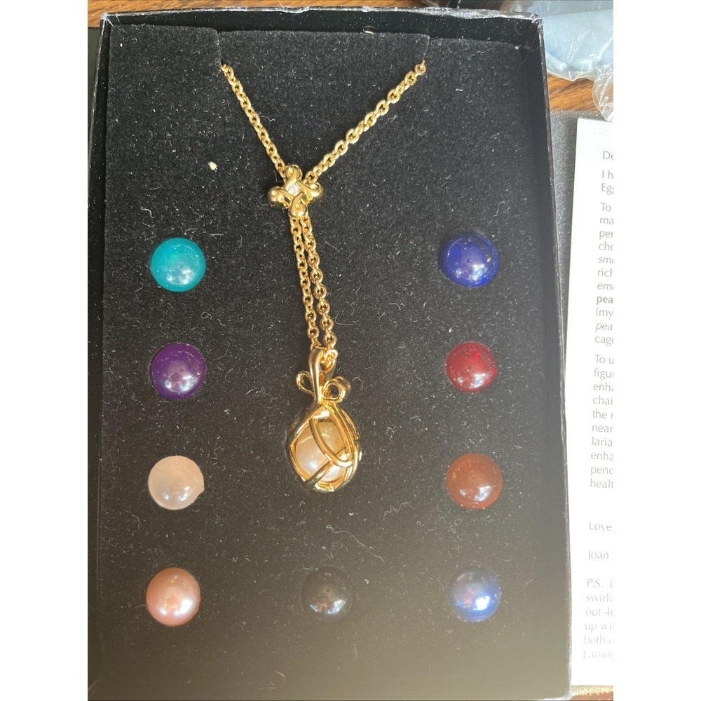 JOAN RIVERS Interchangeable Egg Pendant Necklace 10 round color stones Set New